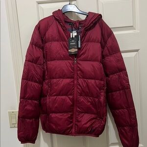 Mavi Hooded Puffer Jacket in Deep Burgundy (sz m)